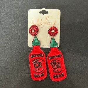 NWT Hot Sauce Beaded Earrings
